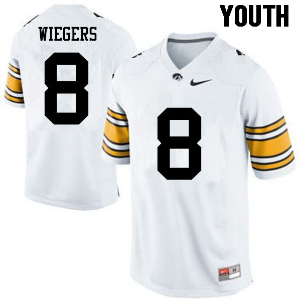 Youth Iowa Hawkeyes #8 Tyler Wiegers College Football Jerseys-White - Click Image to Close
